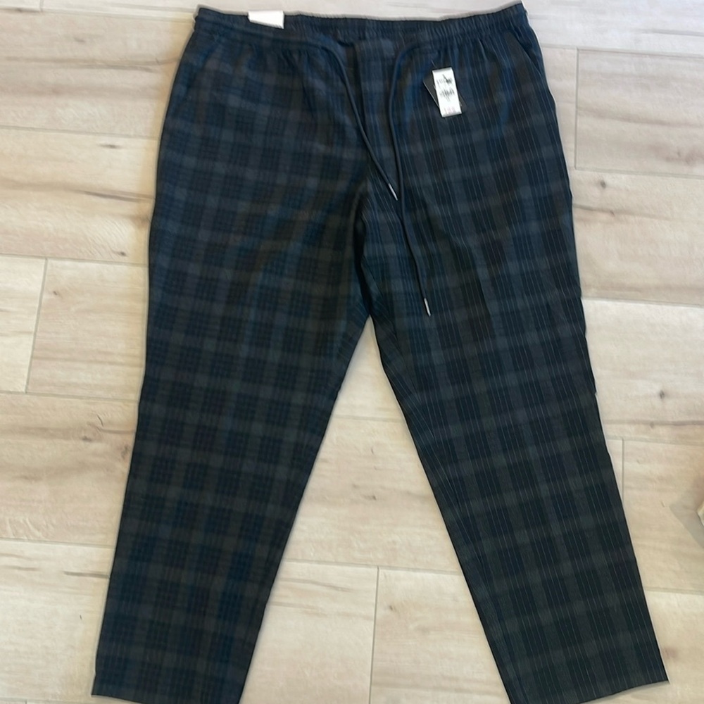 Men’s Express Plaid Drawstring Dress Pants, XXL